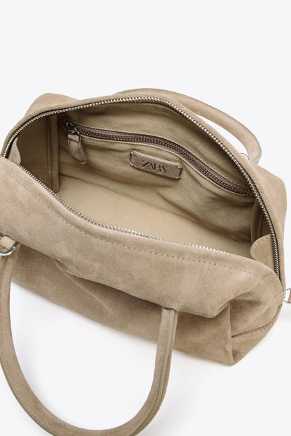 Split Suede Bowling Bag