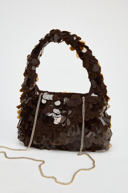 Appliqué sequin bucket bag