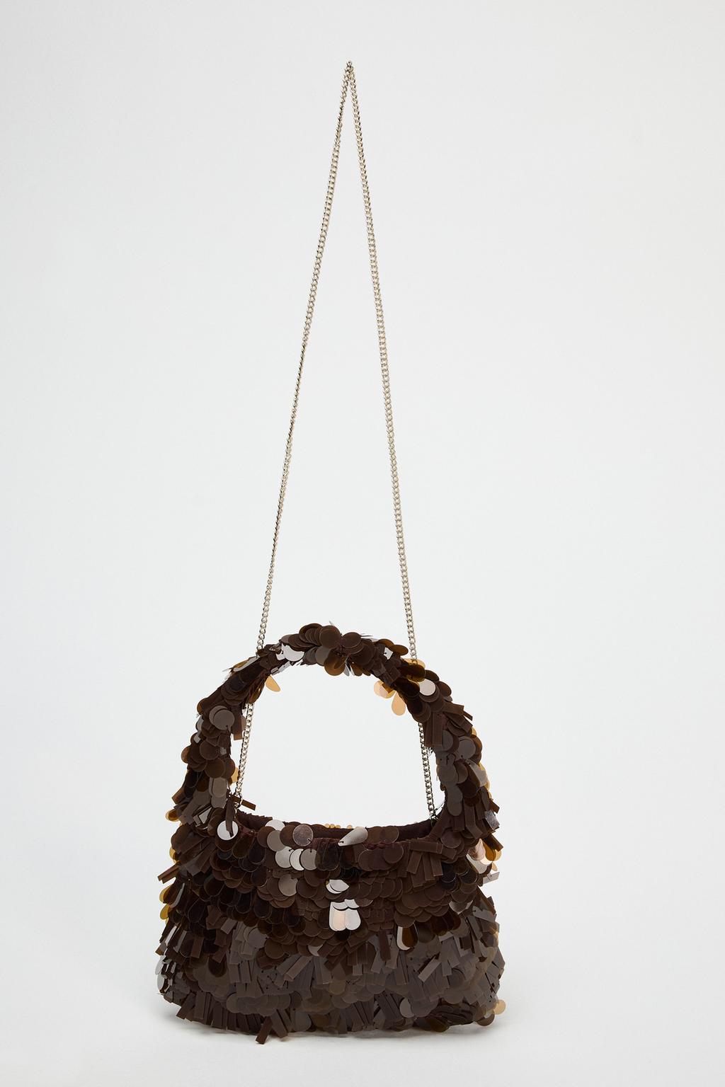 Appliqué sequin bucket bag