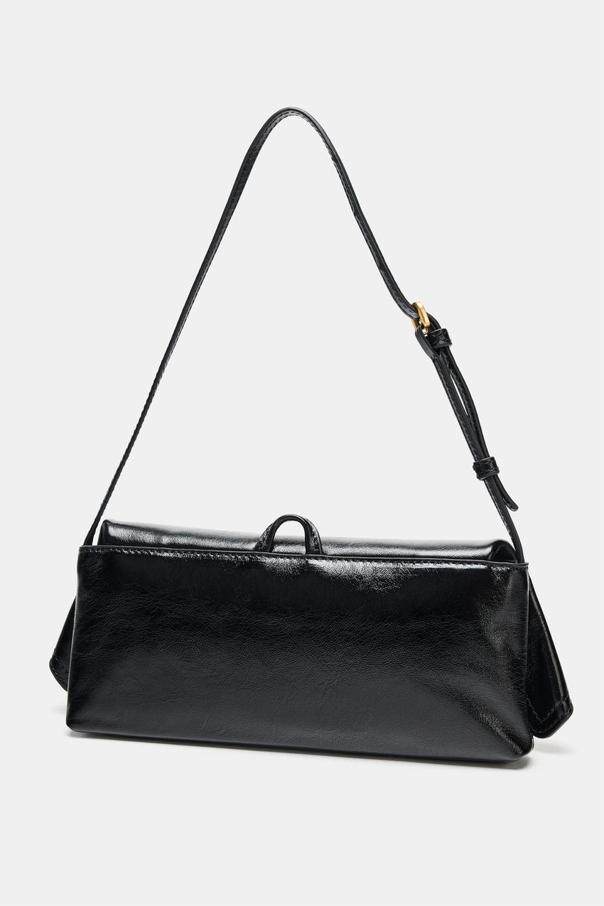 Leather Shoulder Bag With Flap