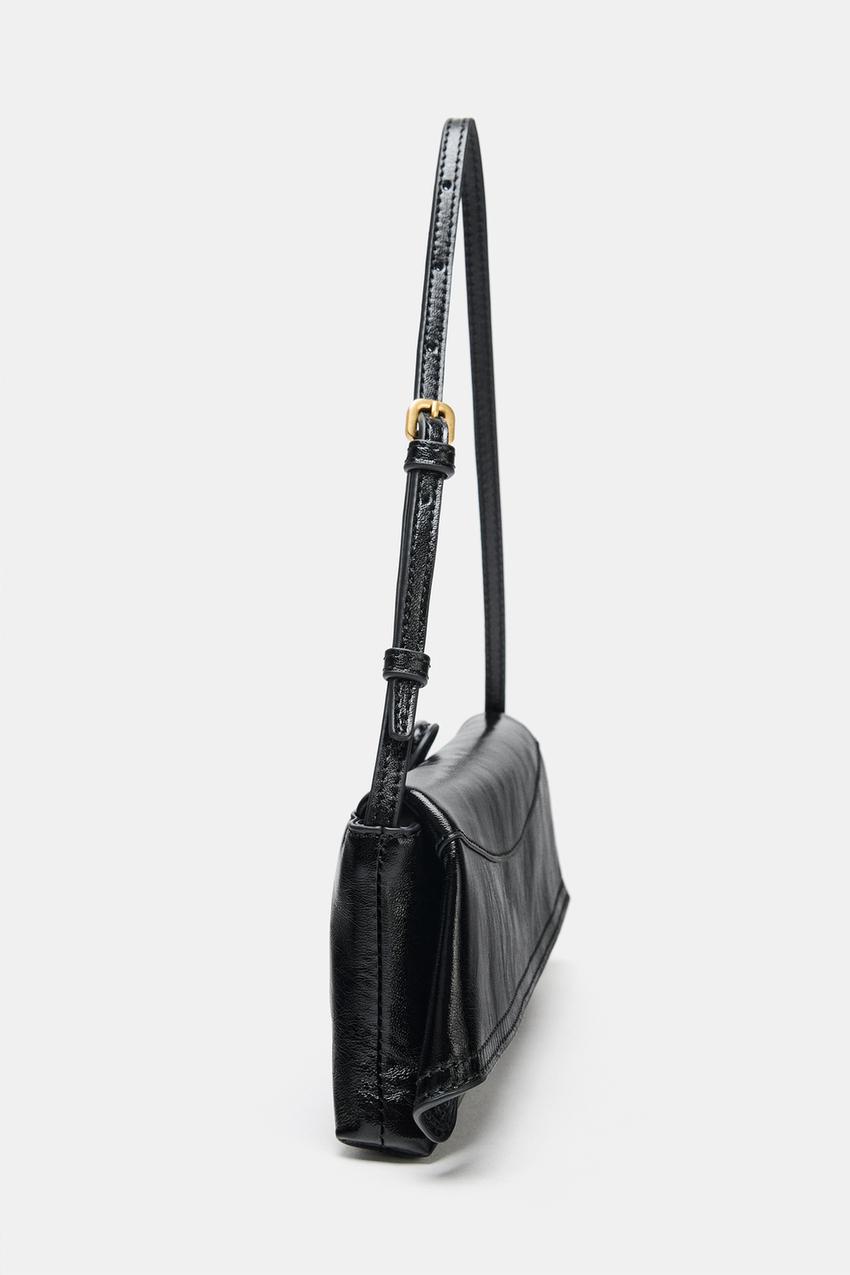 Leather Shoulder Bag With Flap