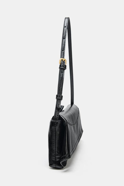 Leather Shoulder Bag With Flap