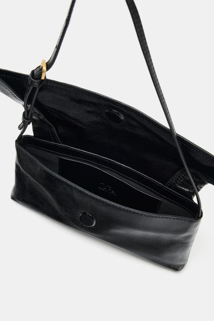 Leather Shoulder Bag With Flap