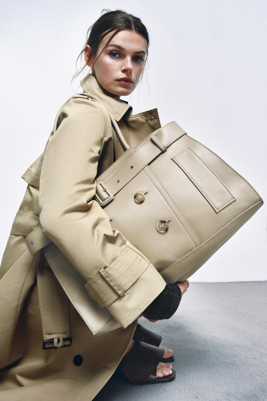 Leather City Bag With Belt Detail