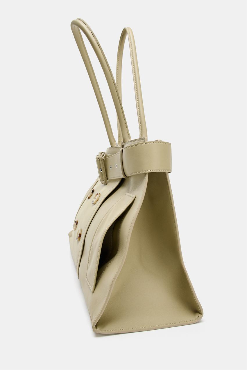 Leather City Bag With Belt Detail