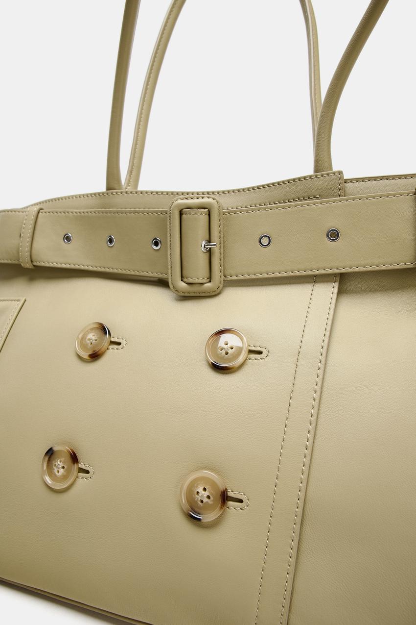 Leather City Bag With Belt Detail