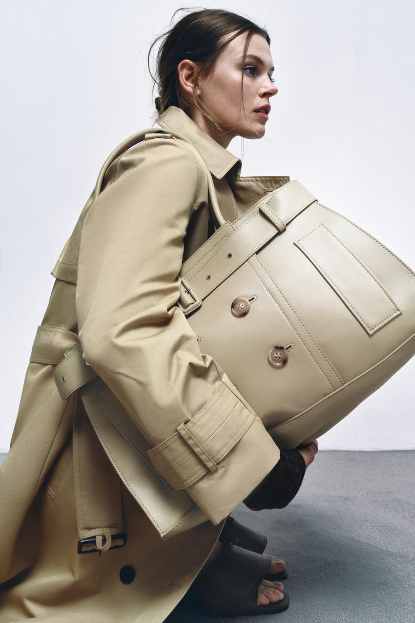 Leather City Bag With Belt Detail