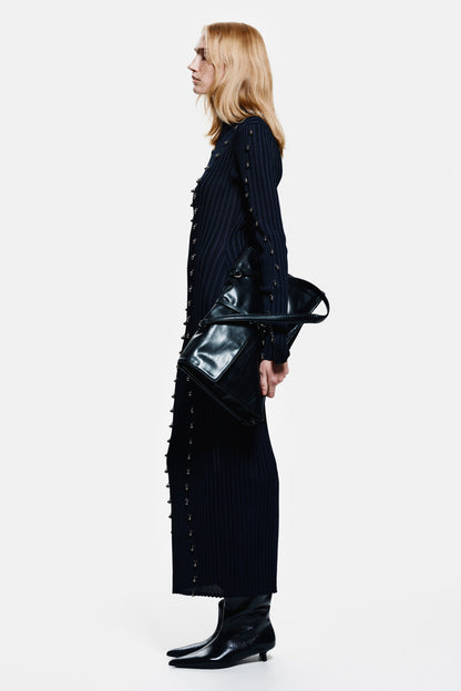 Bead-embellished rib-knit dress