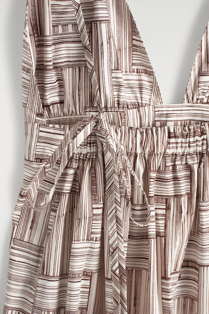 Printed V-Neck Maxi Dress