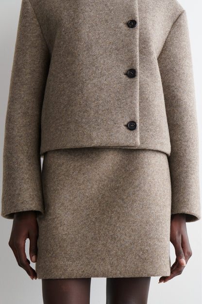 Boiled Wool-Blend Mini Skirt