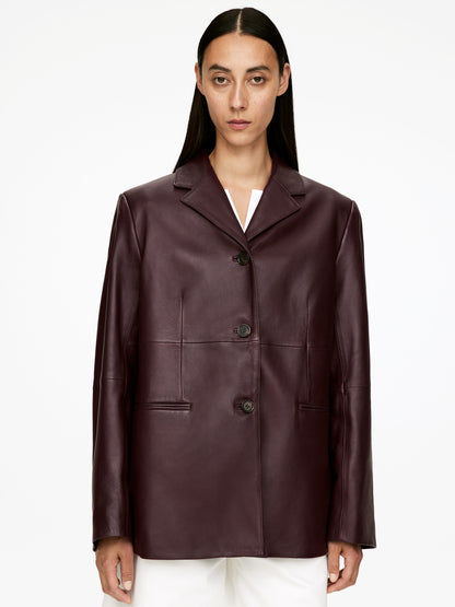 Single-Breasted Leather Jacket