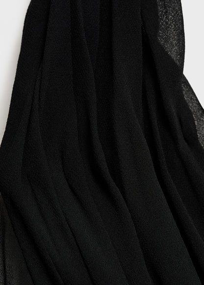 Long semi-transparent dress with crossed neckline
