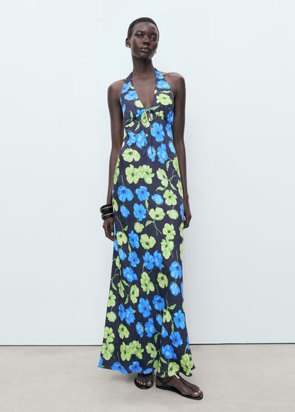Long floral-print dress