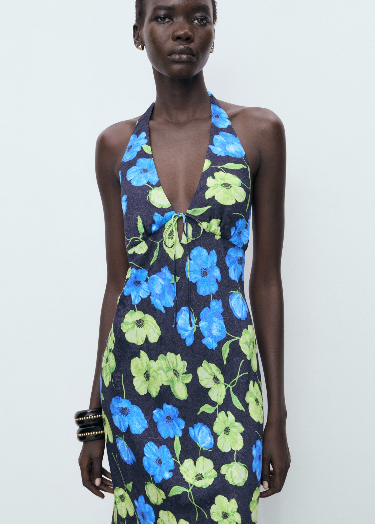 Long floral-print dress