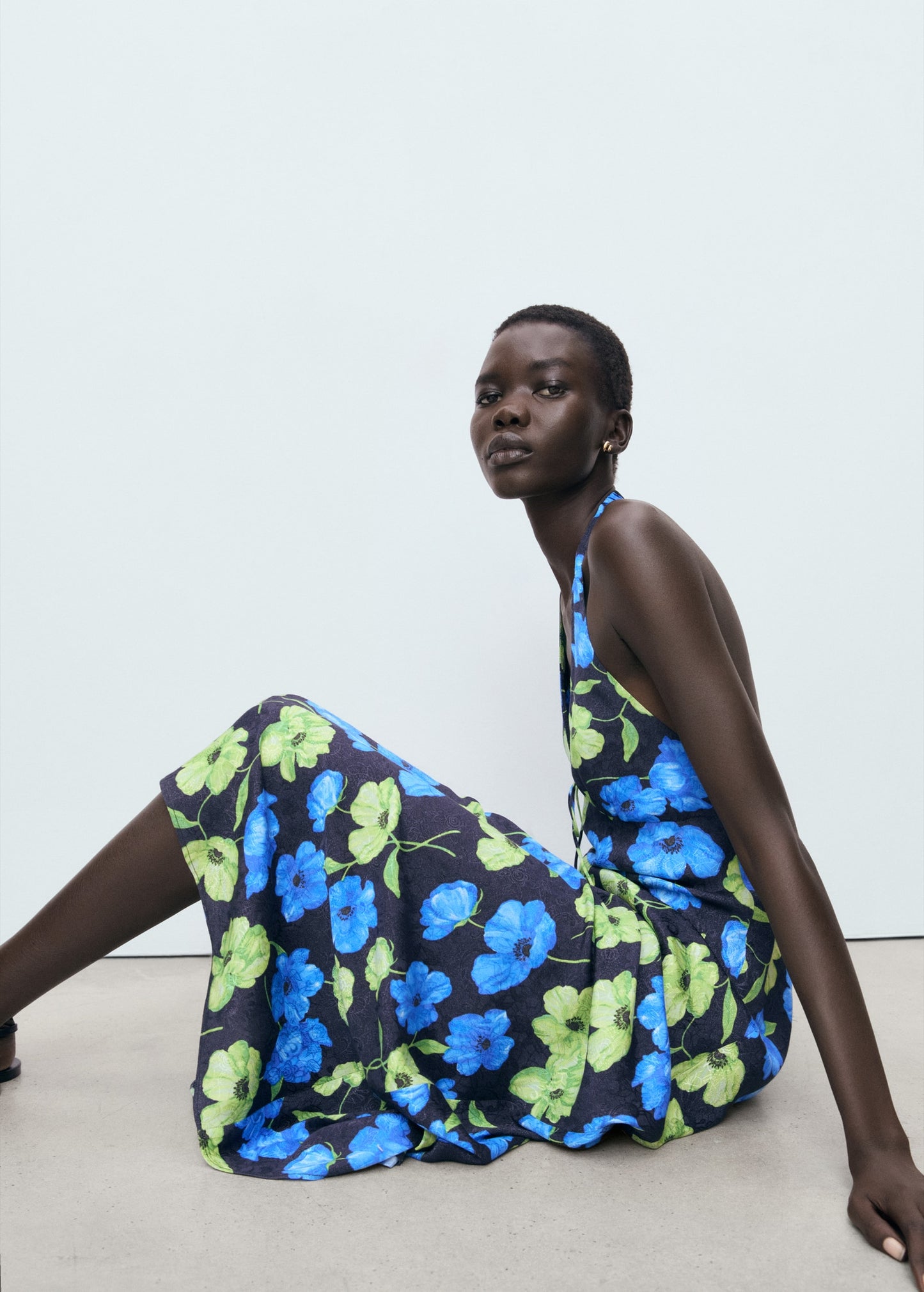Long floral-print dress