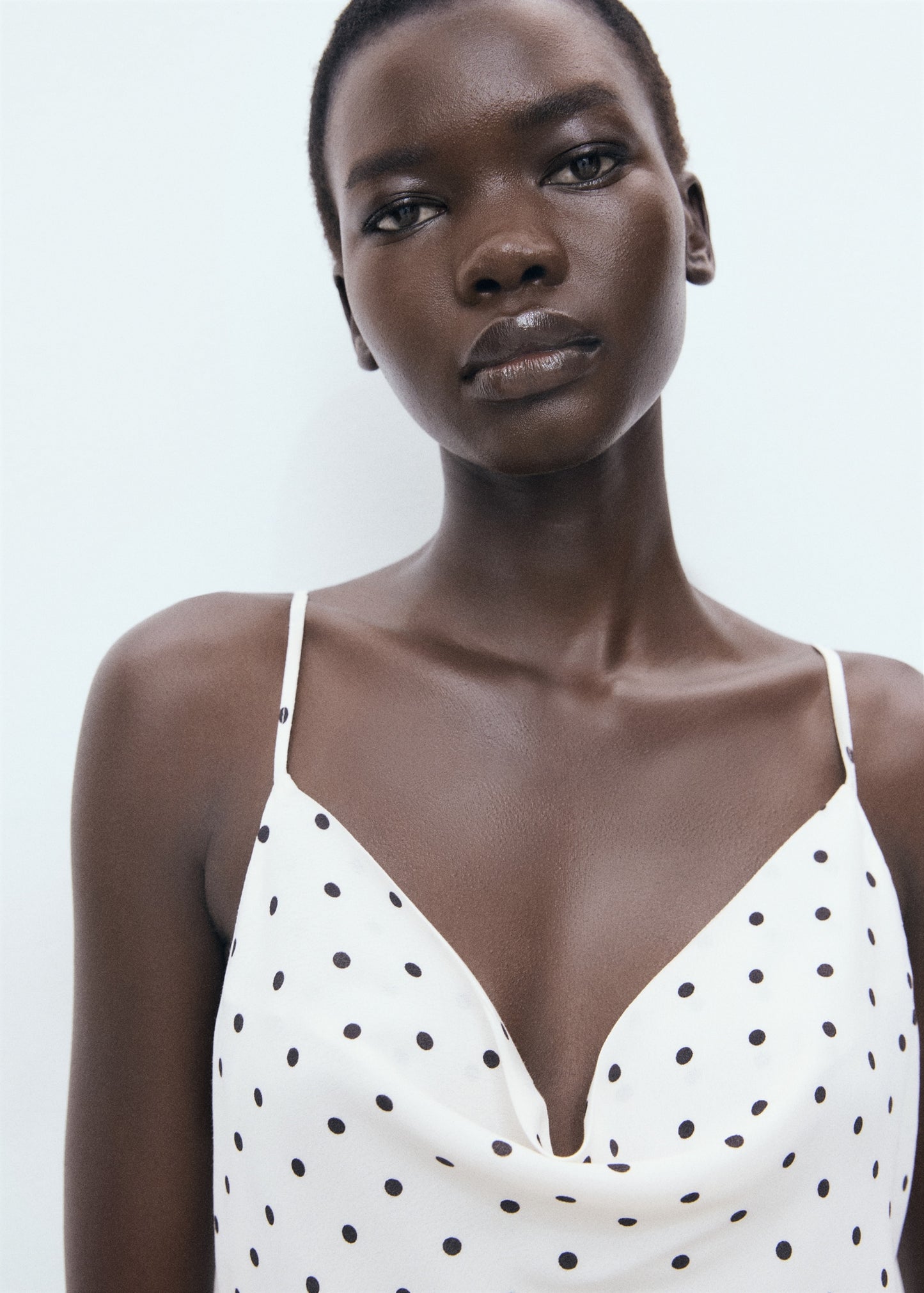 Long dress with draped neckline