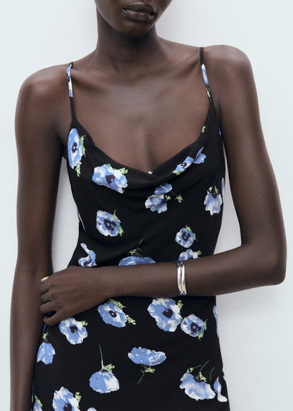Long dress with draped neckline