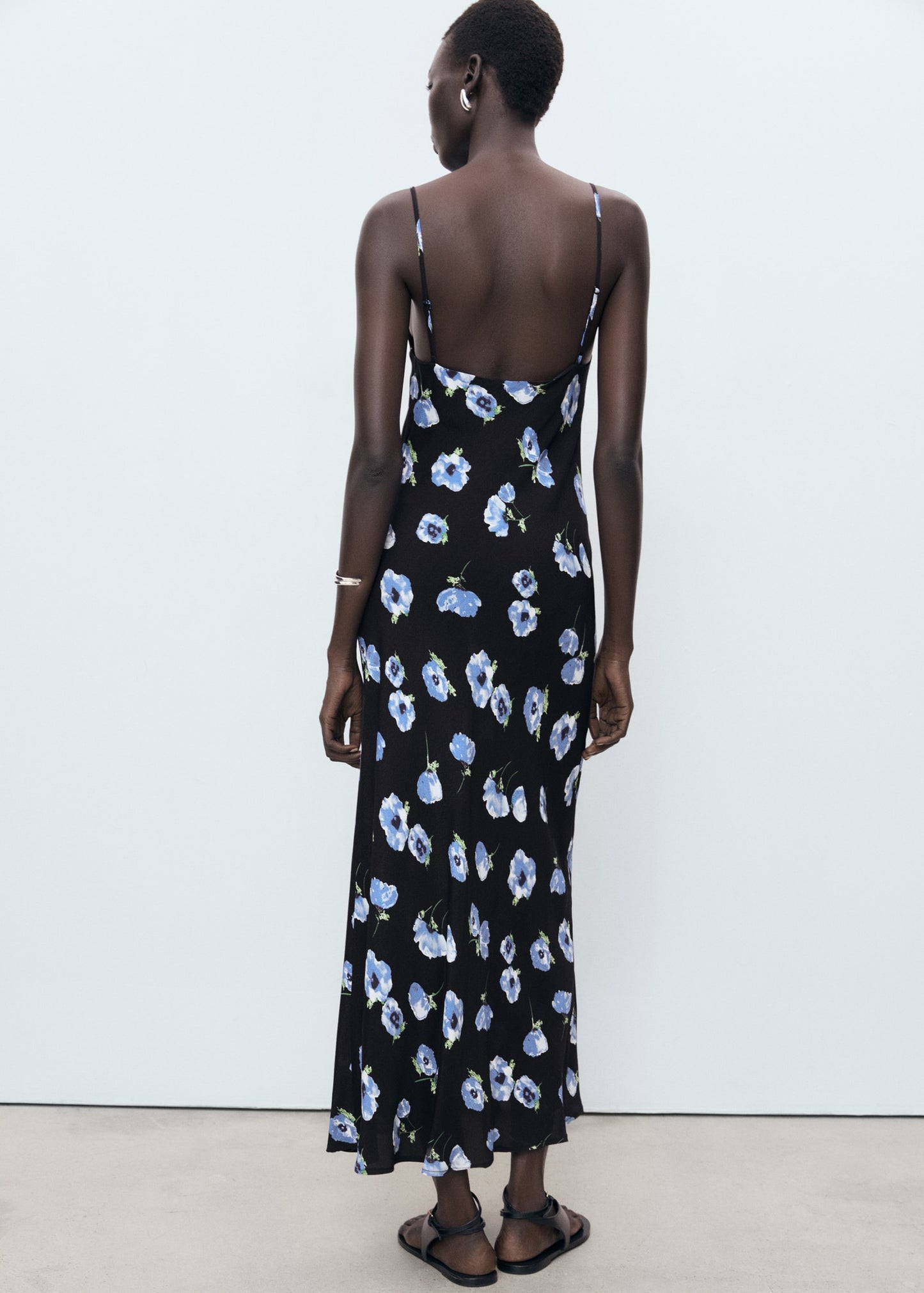 Long dress with draped neckline