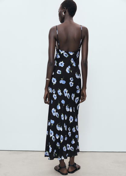 Long dress with draped neckline