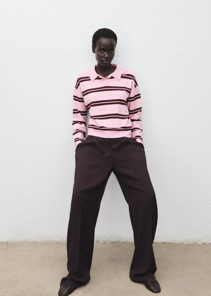 Striped polo-neck sweater