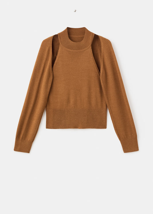 Sweater with cardigan-style detailing
