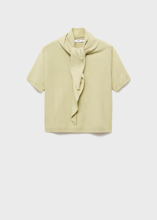 Short sleeve scarf sweater
