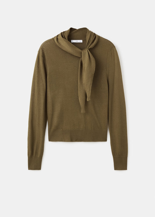 Knotted turtleneck sweater