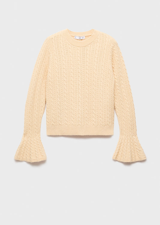 Cable-knit sweater with flared sleeves