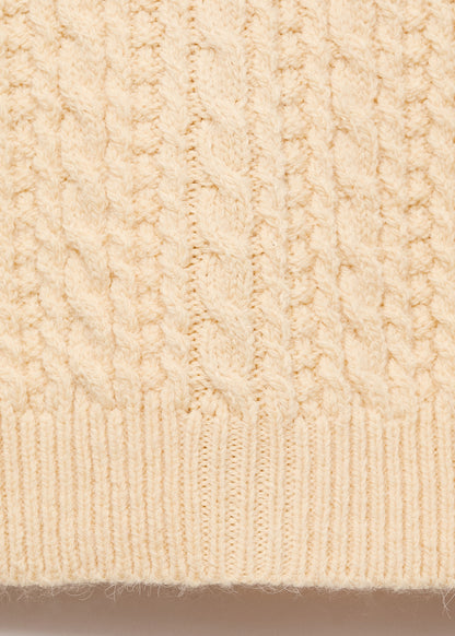 Cable-knit sweater with flared sleeves