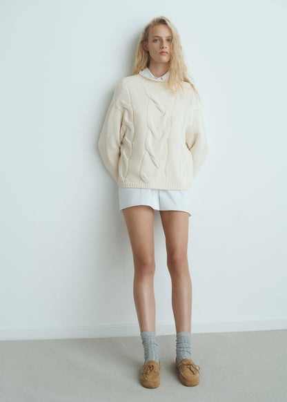 Oversized cable-knit sweater