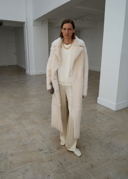 Satin trousers with side openings