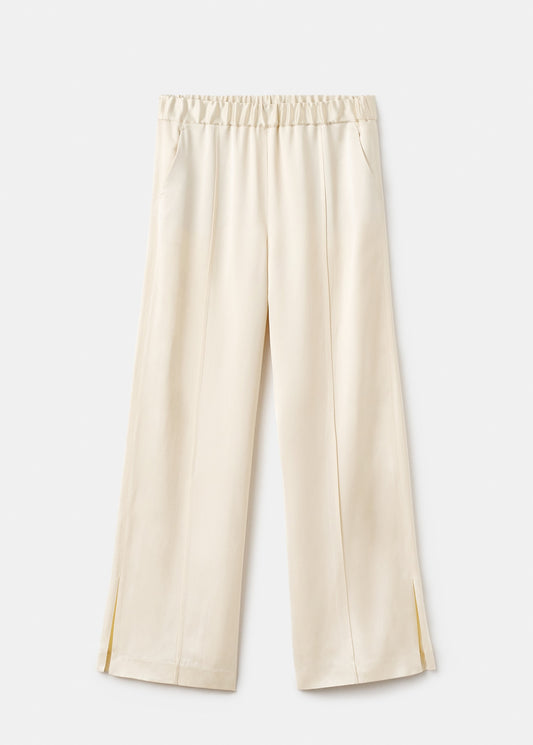 Satin trousers with side openings