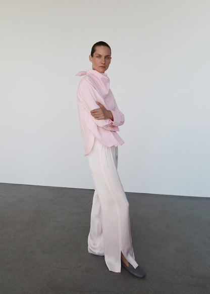Satin trousers with side openings