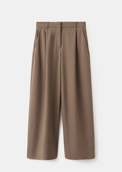 Pleated straight-leg suit trousers