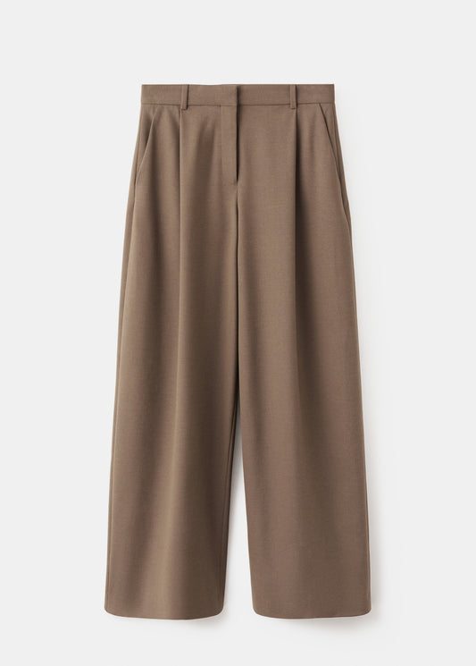 Pleated straight-leg suit trousers