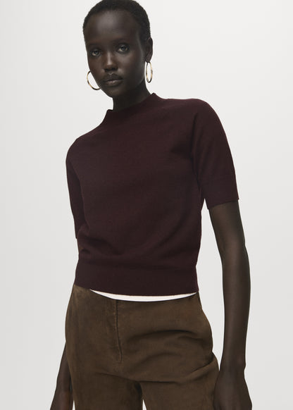 Short-sleeved wool-blend sweater