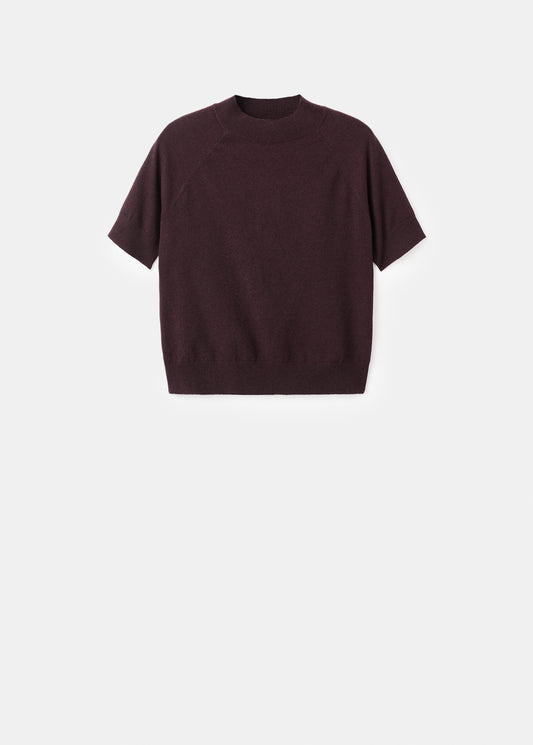 Short-sleeved wool-blend sweater