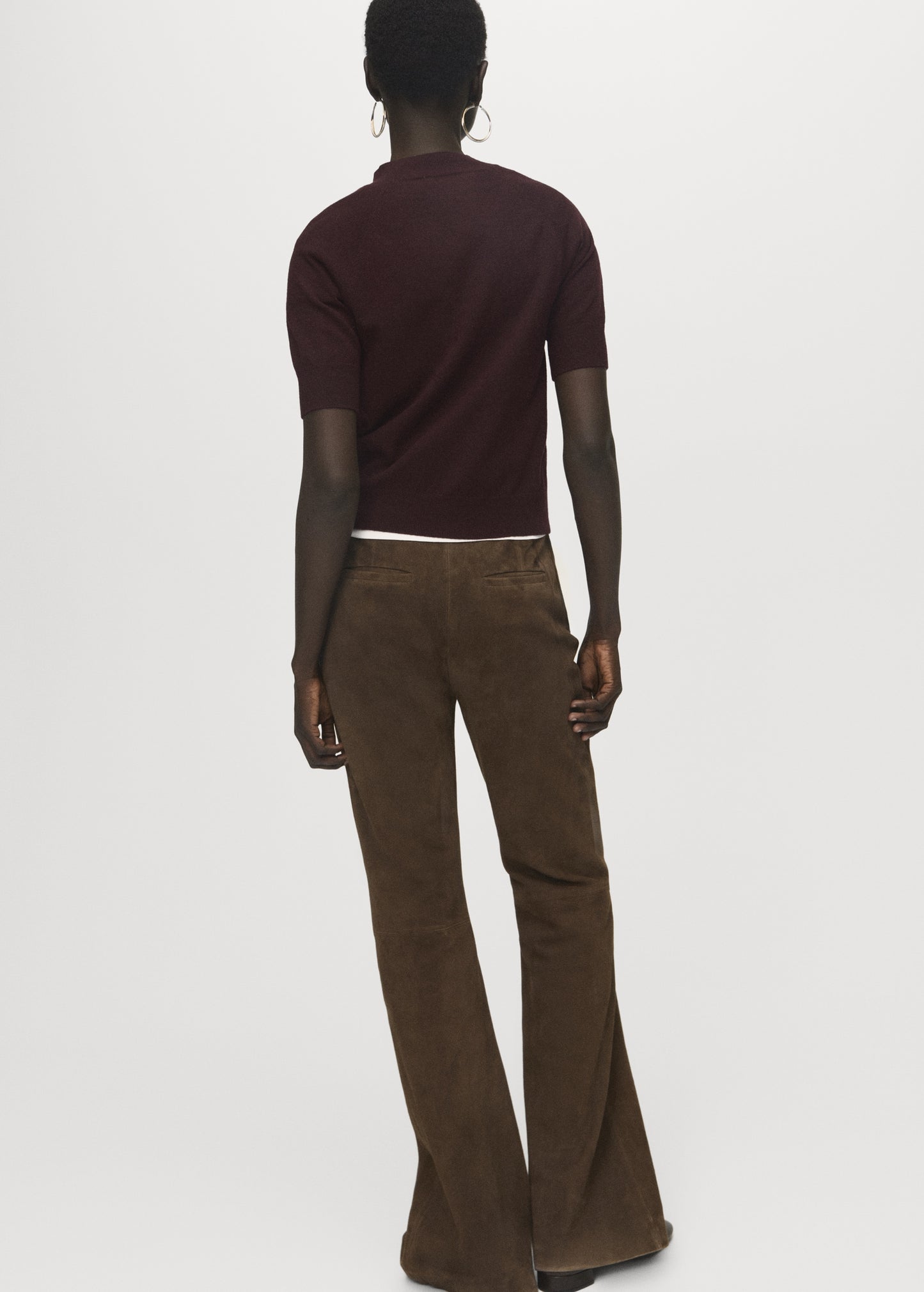 Short-sleeved wool-blend sweater