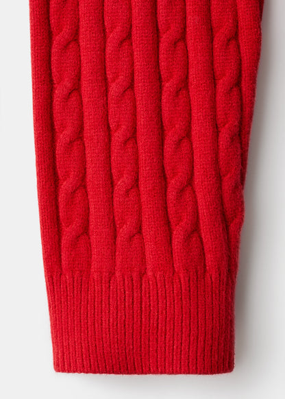 Cable knit zip neck jumper