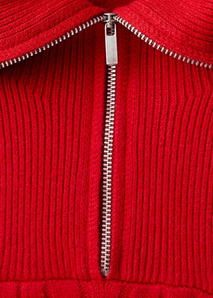 Cable knit zip neck jumper