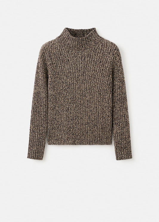 Speckled perkins-neck sweater