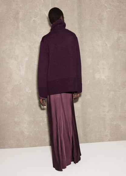 Turtleneck sweater with slits