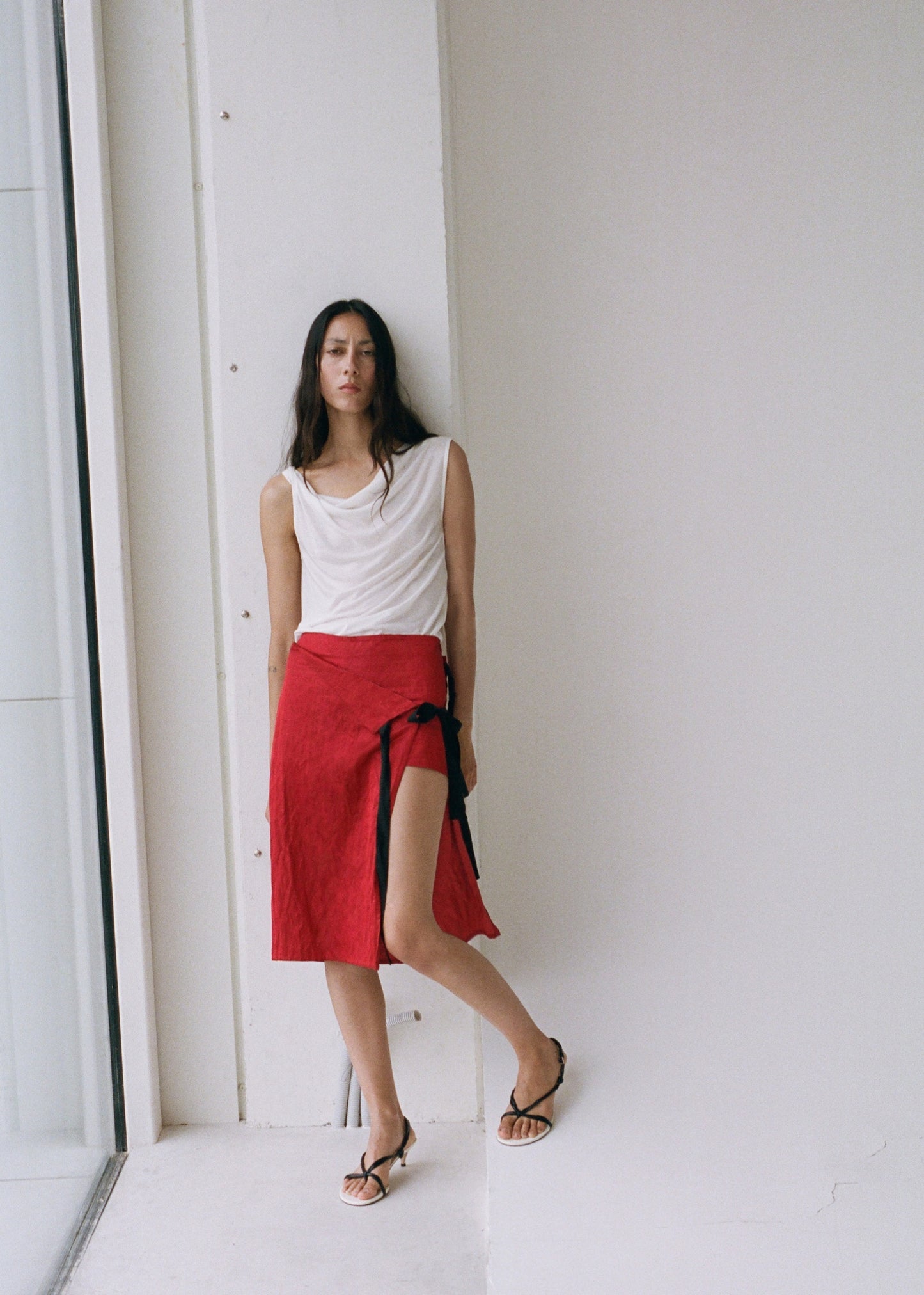 Ruched strips sandals