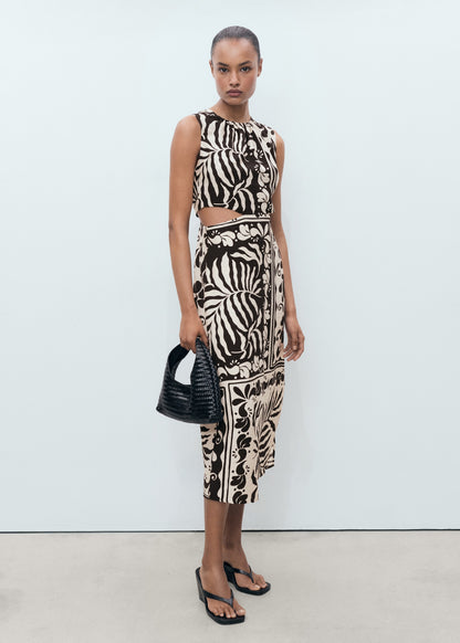 Printed dress with cut-out