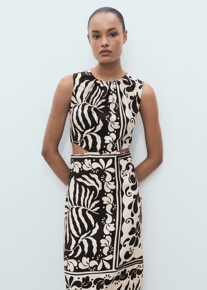 Printed dress with cut-out