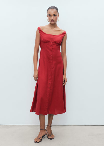 Buttoned midi dress