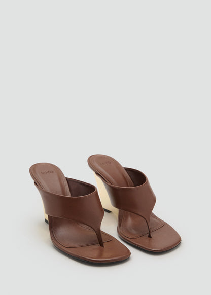 Contrast wedge leather sandal