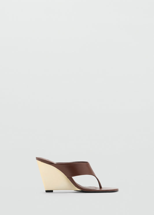 Contrast wedge leather sandal