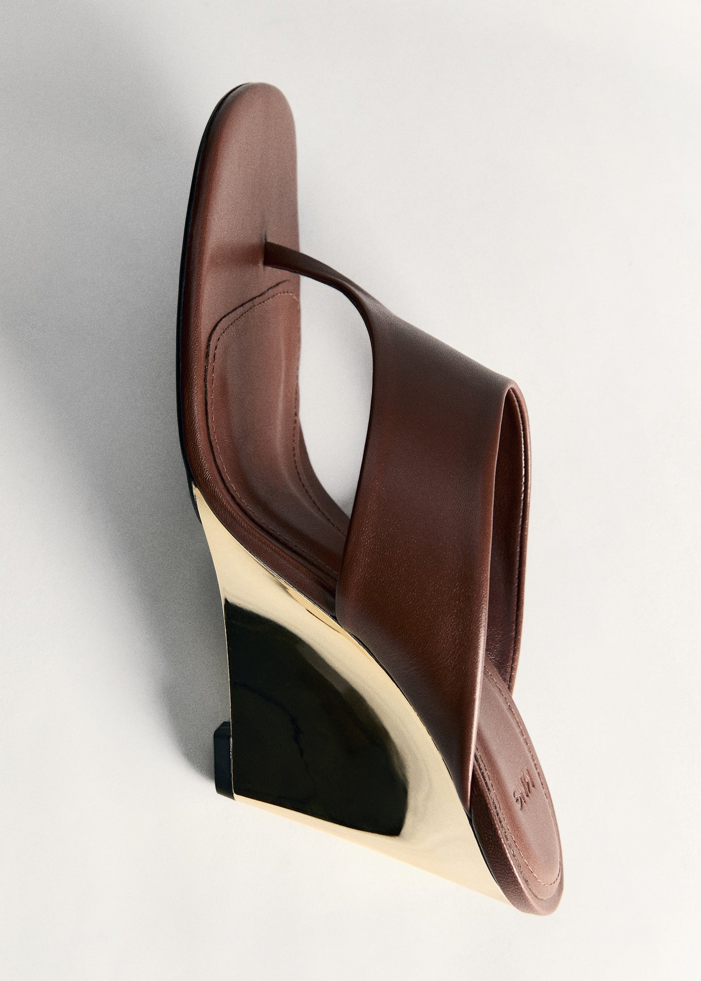Contrast wedge leather sandal