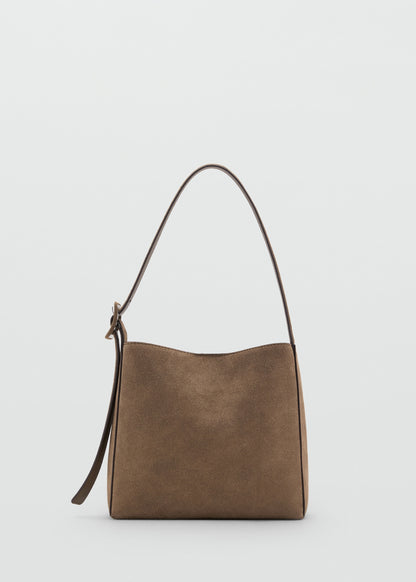 Suede leather shopper bag